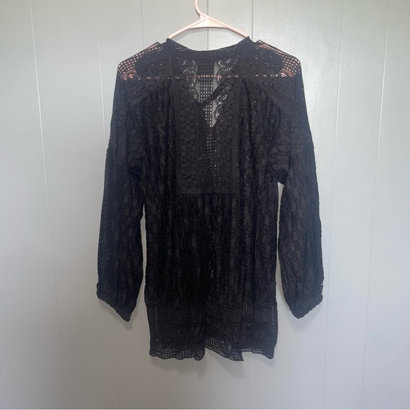 Anna Sui Black Lace Tunic Blouse Small - Picture 7 of 9